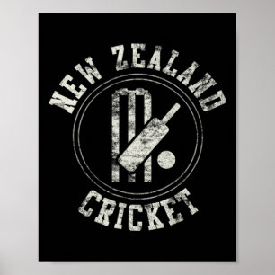 Vintage Neuseeland Cricket Logo Poster
