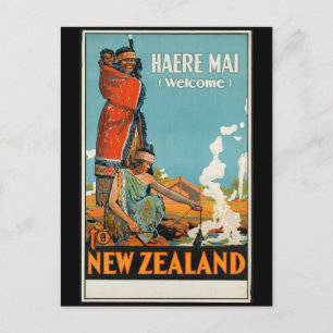 Vintage-Neuseeland-Maori-Plakat Postkarte