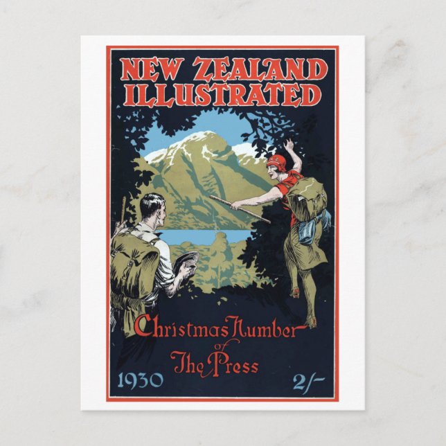 Vintage Neuseeländische Erkundungsreise Postkarte (Vorderseite)