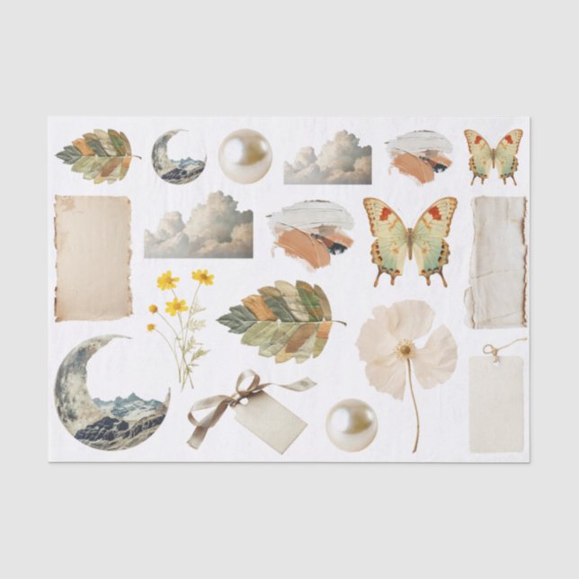 Vintage Neutral Natural Rustic Wild Country Icons Seidenpapier (Vorderseite)