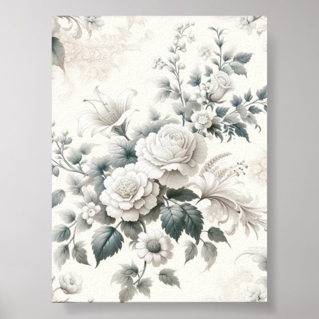 Vintage neutrale Blumenmuster-Veröffentlichung Poster (Vorne)