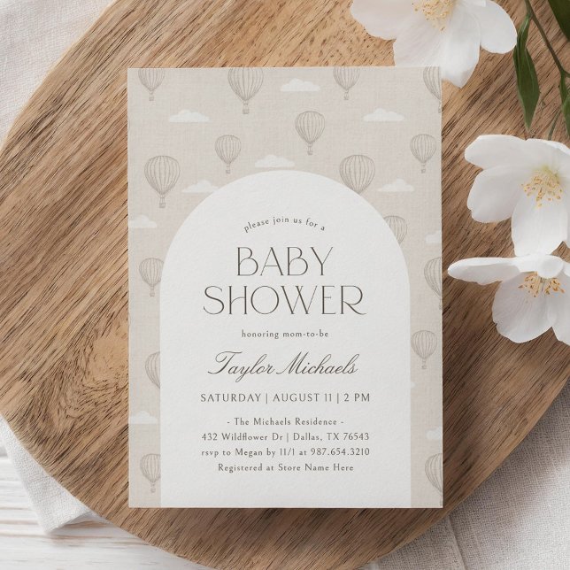 Vintage neutrale Heißluftballon Babydusche Einladung (Von Creator hochgeladen)
