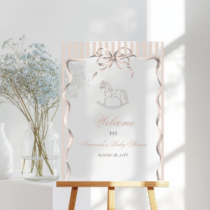 Vintage Neutrales Schaukelpferd Baby Shower Willko Acrylschild