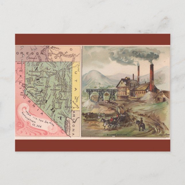 Vintage Nevada Map Postkarte (Vorderseite)