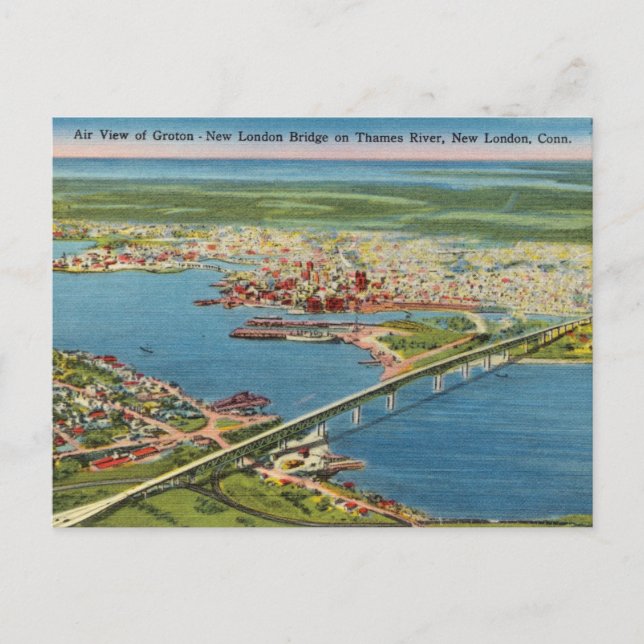 Vintage New London Bridge, New London, Connecticut Postkarte (Vorderseite)