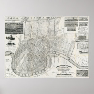 Vintage New- Orleanskarte Poster