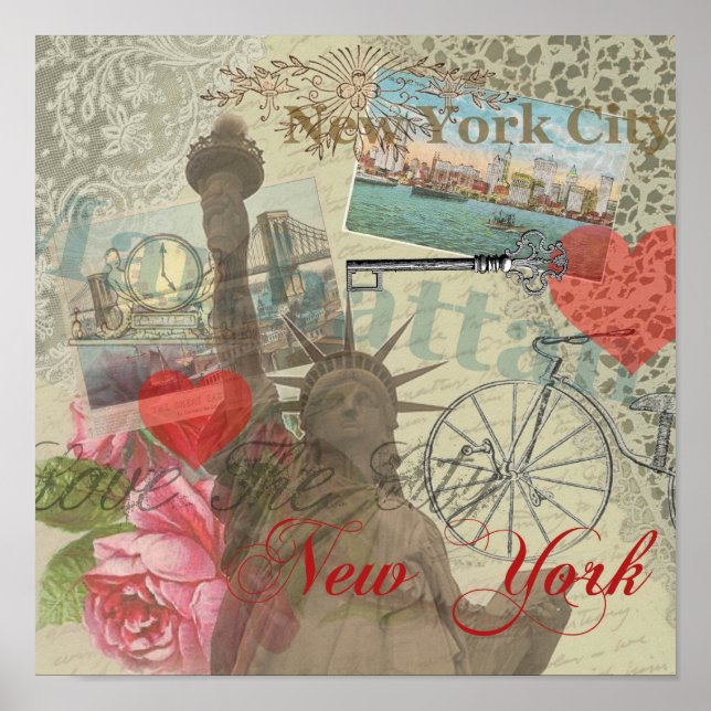 Vintage New York City Collage Poster (Vorne)