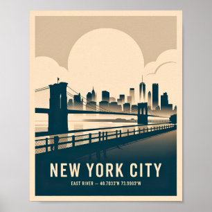 Vintage New York City East River Skyline im WPA-St Poster
