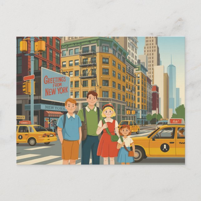 Vintage New York City | Gruß von Postkarte (Vorderseite)