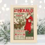 Vintage New York Herald Christmas Edition Feiertagskarte<br><div class="desc">The New York Herald; XMAS Number (1896) | Diese Vintage Herald-Illustration aus dem Dezember 1896, entworfen von Louis Rhead, zeigt eine charmante Weihnachtszeit-Weihnachtszene mit dem Weihnachtsmann und seinen Rentieren. Das Kunstwerk spiegelt den Zauber der Urlaubssaison mit einem lebendigen, festlichen Design wider. Rheads detaillierte Ornamente, eine reiche Farbpalette und klassische Typografie...</div>