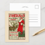 Vintage New York Herald Christmas Edition Postkarte<br><div class="desc">The New York Herald; XMAS Number (1896) | Diese Vintage Herald-Illustration aus dem Dezember 1896, entworfen von Louis Rhead, zeigt eine charmante Weihnachtszeit-Weihnachtszene mit dem Weihnachtsmann und seinen Rentieren. Das Kunstwerk spiegelt den Zauber der Urlaubssaison mit einem lebendigen, festlichen Design wider. Rheads detaillierte Ornamente, eine reiche Farbpalette und klassische Typografie...</div>