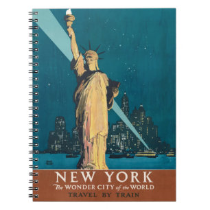 Vintage New York Wonder City Freiheitsstatue Kunst Notizblock