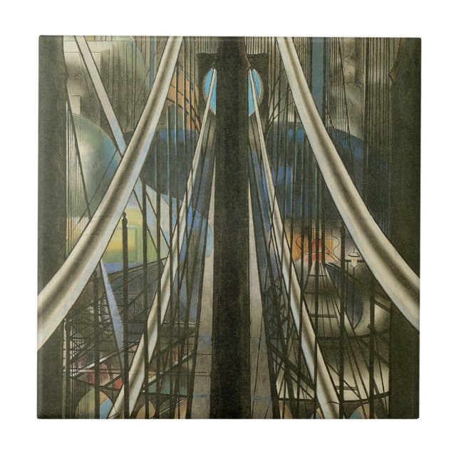 Vintage New Yorker Architektur, Brooklyn Bridge Fliese (Vorderseite)