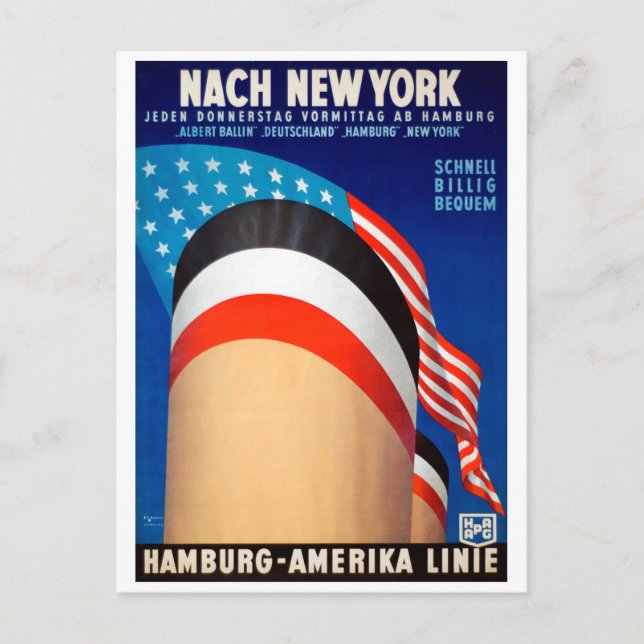 Vintage New Yorker Kreuzfahrtreise Postkarte (Vorderseite)