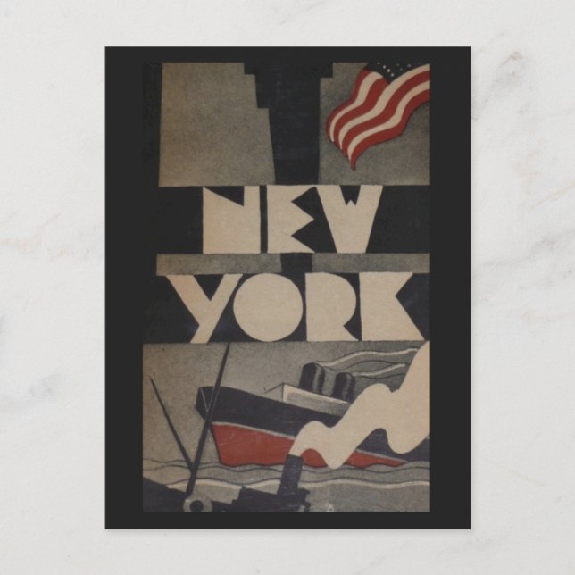Vintage New Yorker Reise Postkarte (Vorderseite)
