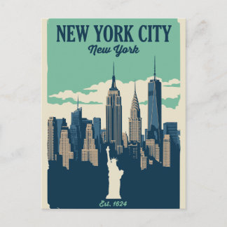Vintage New Yorker Skyline Postkarte