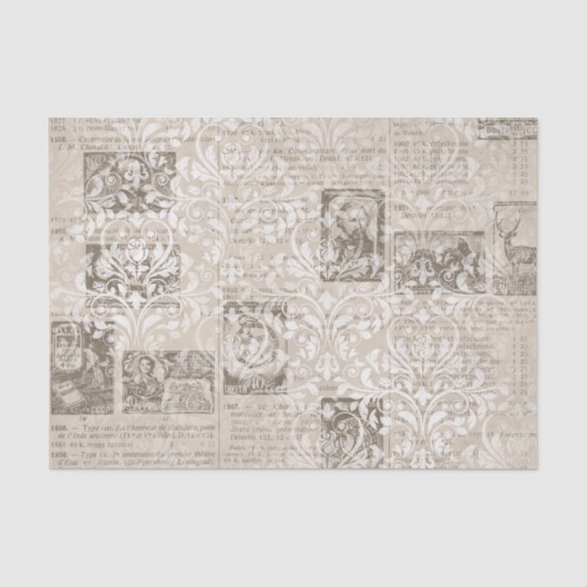Vintage Newsprint Collage Seidenpapier (Vorderseite)