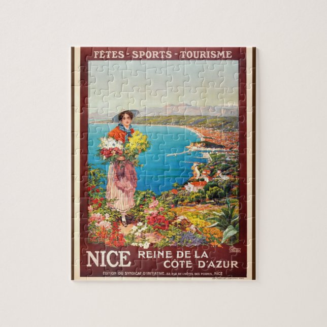 Vintage Nice Reine Cote D'Azur Illustration Art (Vertikal)