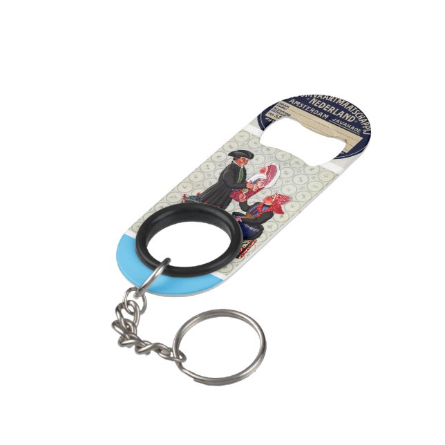 "Vintage Niederlande" Mini Flaschenöffner (Rückseite Schrägansicht)