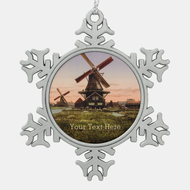Vintage niederländische schneeflocken Zinn-Ornament (Vorderseite)