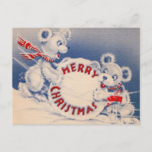 Vintage Niedliche Bären Snowball Frohe Weihnachten
