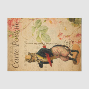 Vintage Niedliche bekleidete Katze mit Hut und Sch Seidenpapier