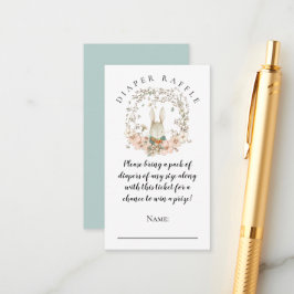 Vintage Niedliche Bunny Diaper Raffle Boy Dusche Begleitkarte