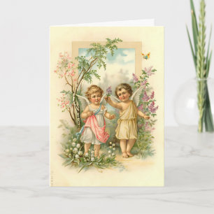 Vintage Niedliche Engel Weihnachtsnachricht Karte