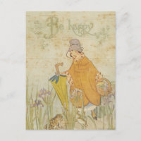 Vintage Niedliche Girl Children Storys Froschteich