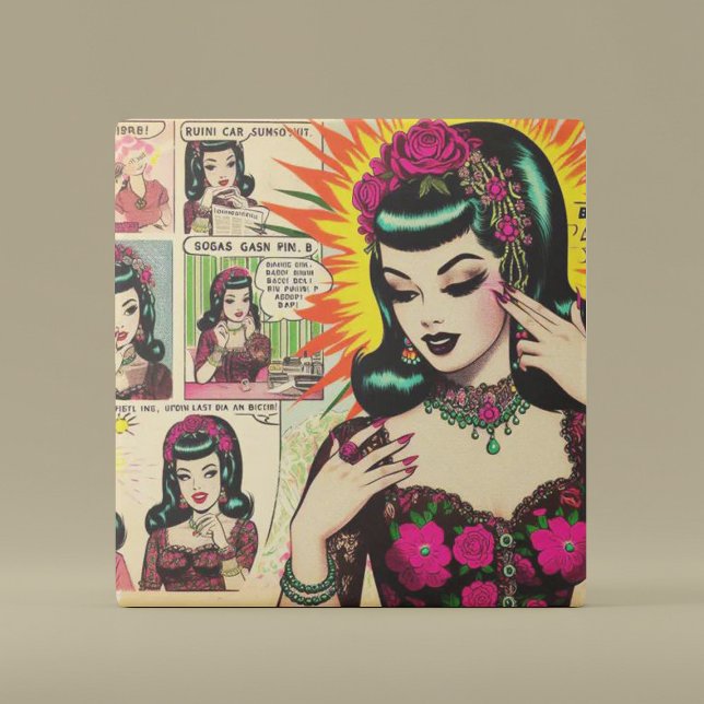 Vintage Niedliche Girl-Comicen Fliese (Von Creator hochgeladen)