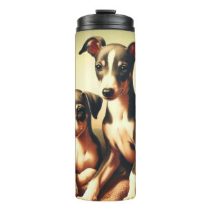 Vintage Niedliche Greyhound-Malerei Thermosbecher