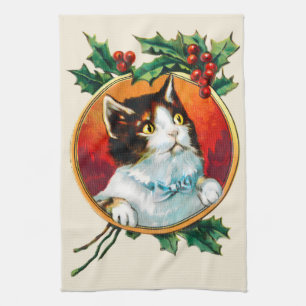 Vintage, niedliche Katzenjause Geschirrtuch