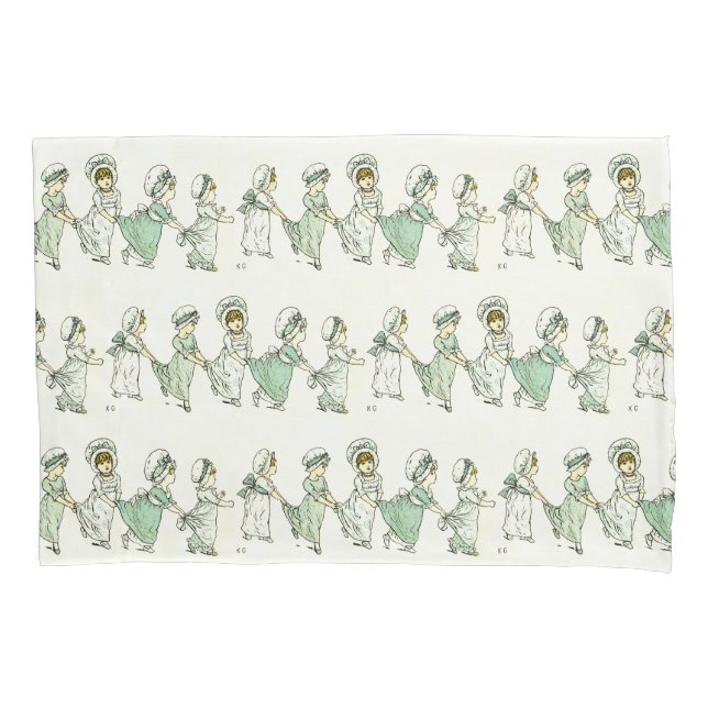 Vintage Niedliche Kinderpattern Kate Greenaway Min Kissenbezug (Vorderseite)