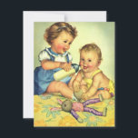 Vintage Niedliche Kleinkinder, Einladung zur Gebur<br><div class="desc">Einfach die Einladung des Kindes zum Geburtstag anpassen. Fügen Sie einfach Ihre Infos hinzu! Ideal für einen kleinen Jungen oder ein kleines Mädchen. Oder ändern Sie den Text, um eine einzigartige und individuelle Einladung für jedes Ereignis oder Ereignis zu erstellen! Wenn Sie gewollt haben, um die Hintergrundfarbe oder den Stil...</div>