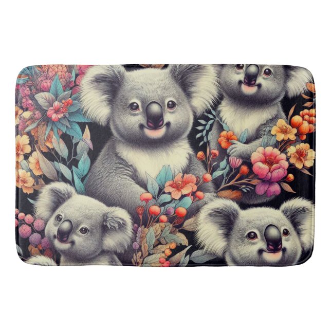 Vintage Niedliche Koala-Malerei Badematte (Vorderseite)