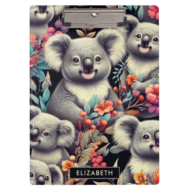Vintage Niedliche Koala-Malerei Klemmbrett (Vorderseite)