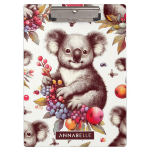 Vintage Niedliche Koala-Malerei Nahtlos Klemmbrett
