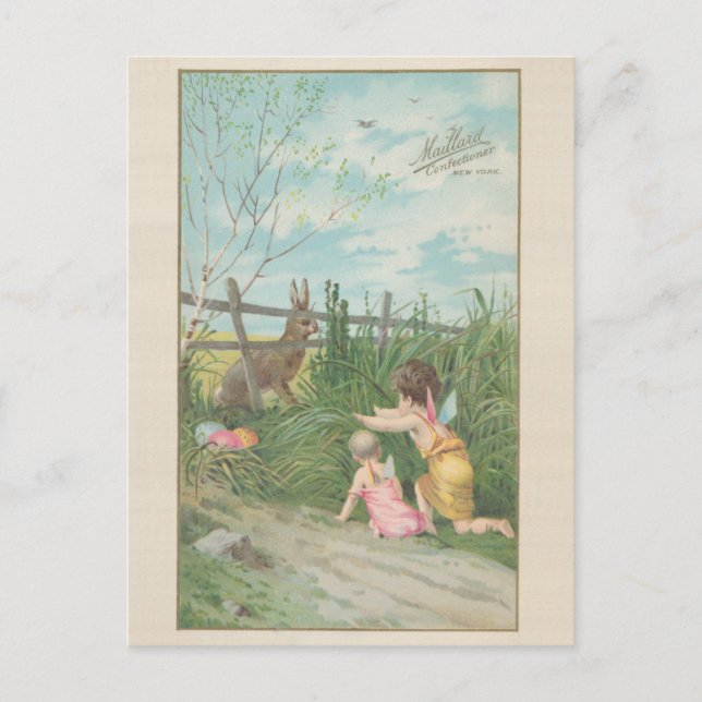 Vintage niedliche Märchenjungen Ostern Feiertagspostkarte (Vorderseite)
