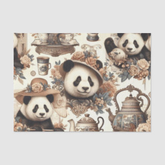 Vintage Niedliche Panda Nahtlose Malerei Seidenpapier