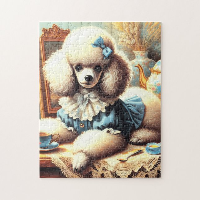Vintage Niedliche Poodle-Malerei (Vertikal)