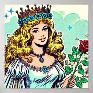Vintage Niedliche Princess-Comicen Poster