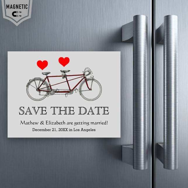 Vintage Niedliche Tandem-Radhochzeit retten den Te Magneteinladung (Von Creator hochgeladen)