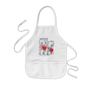 Vintage Niedliche Valentintagskatzen, Retro Kitten Kinderschürze
