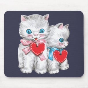 Vintage Niedliche Valentintagskatzen, Retro Kitten Mousepad