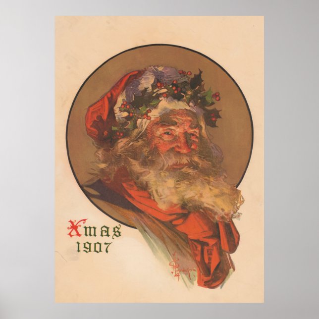 Vintage Nikolaus-Illustration (1907) Poster (Vorne)