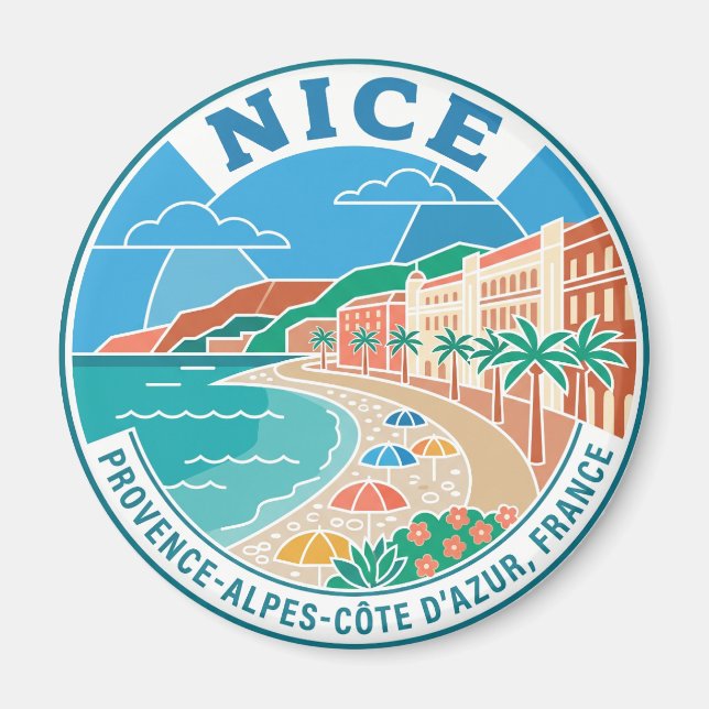 Vintage Nizza Frankreich Magnet (Vorne)