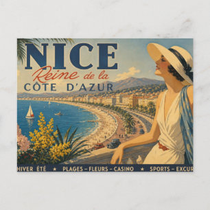 Vintage Nizza Reine Côte d'Azur Postkarte