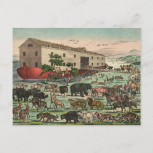 Vintage-Noah-Arch-Tiere-Illustration 1882 Postkarte