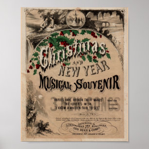Vintage Noël affiche musicale vieille typographie