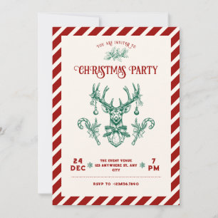Vintage noël cerf Invitation
